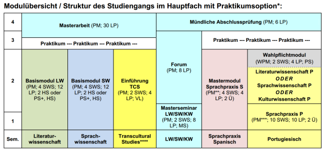 Master Iberoamerikanische Studien Modulübersicht Hauptfach+Praktikum